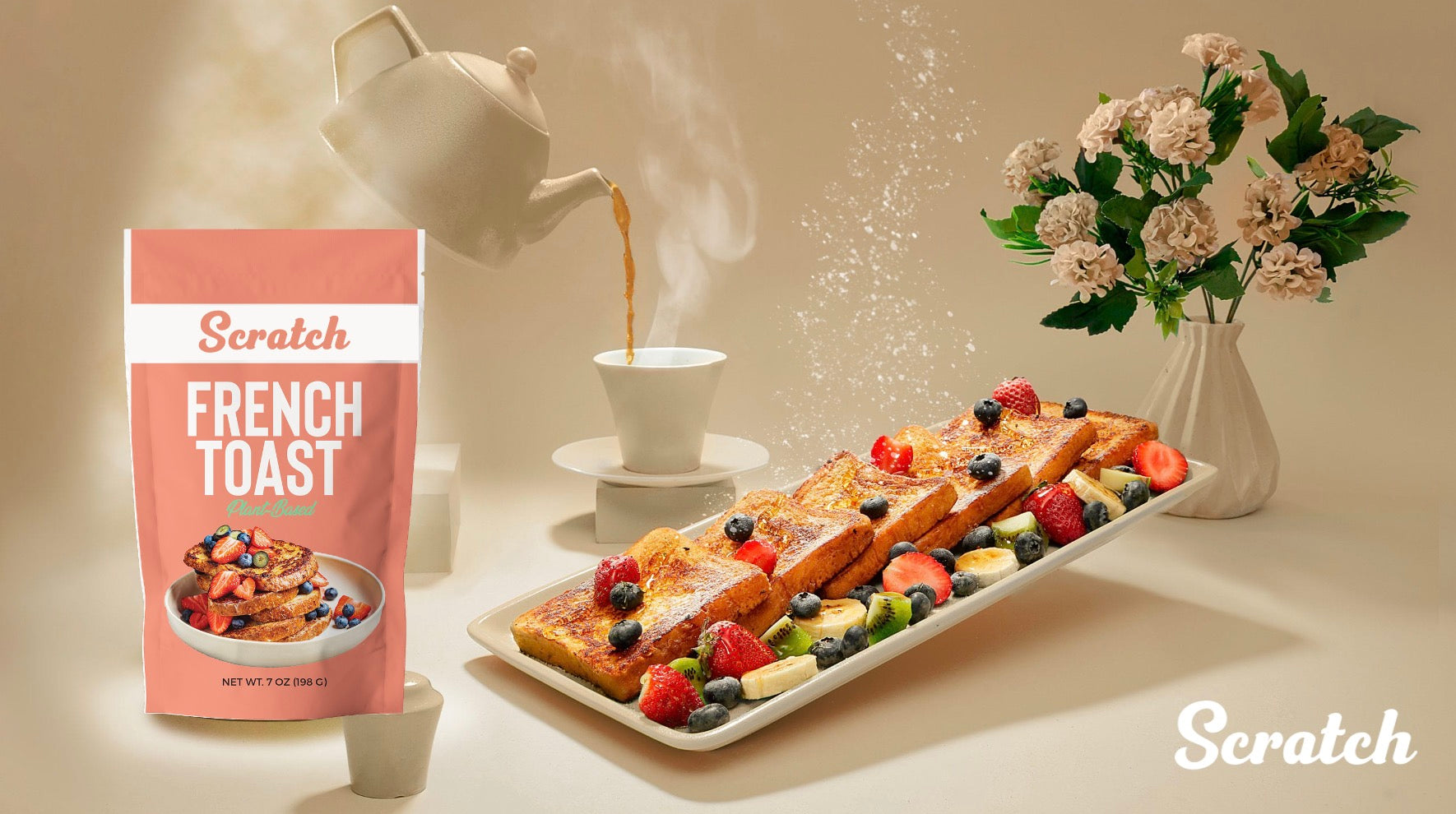 Scratch French Toast mix with a fruit-topped French toast breakfast